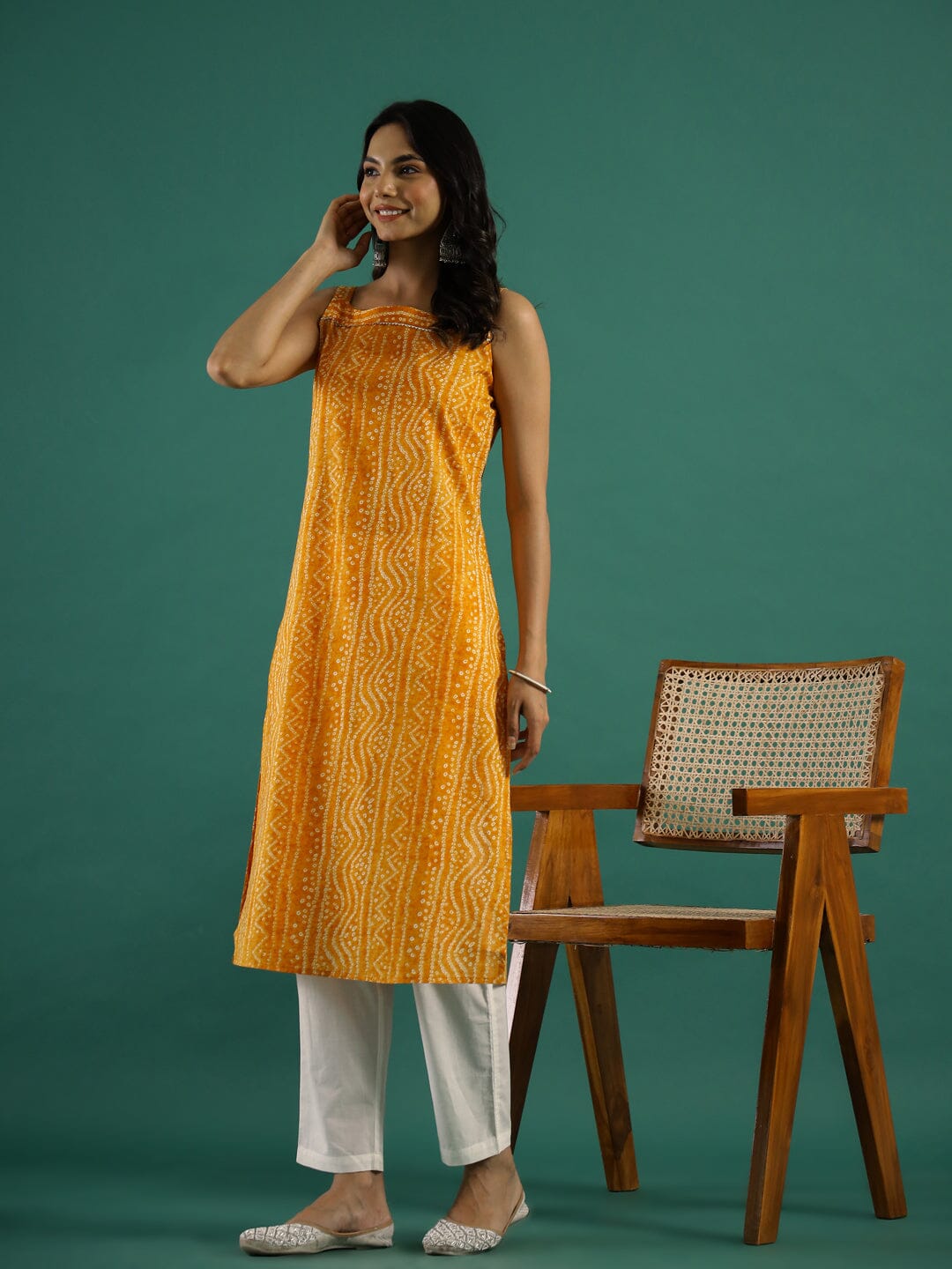 Yellow Cut Sleeves Kurti Set muslin kurta Rangdeep-Fashions 