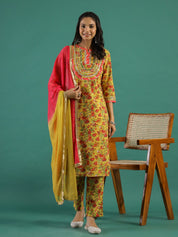 Yellow & Pink Kurta Set muslin kurta Rangdeep-Fashions 