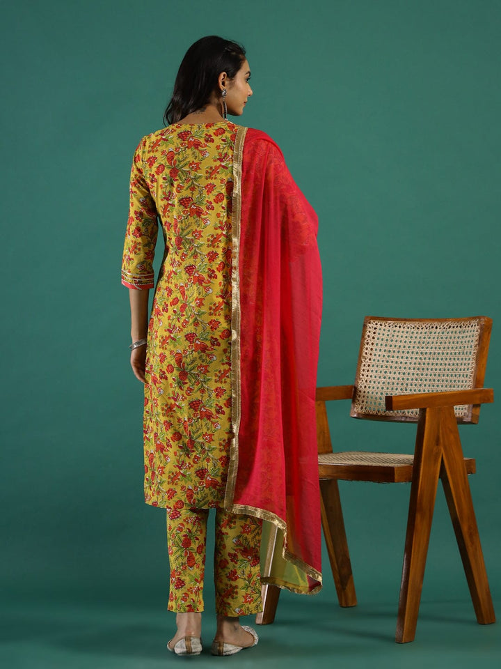 Yellow & Pink Kurta Set muslin kurta Rangdeep-Fashions 