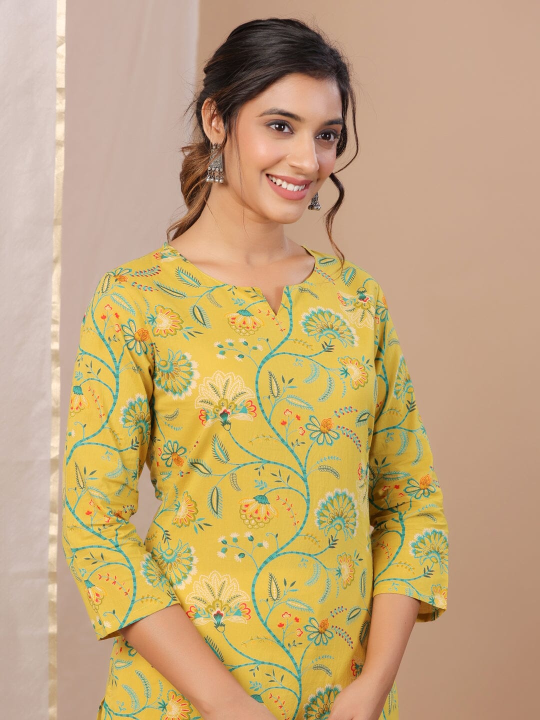 Yellow Printed Kurta for Women Kurta set Rangdeep-Fashions 