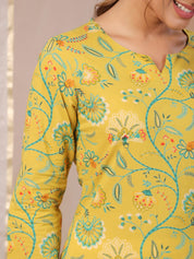 Yellow Printed Kurta for Women Kurta set Rangdeep-Fashions 