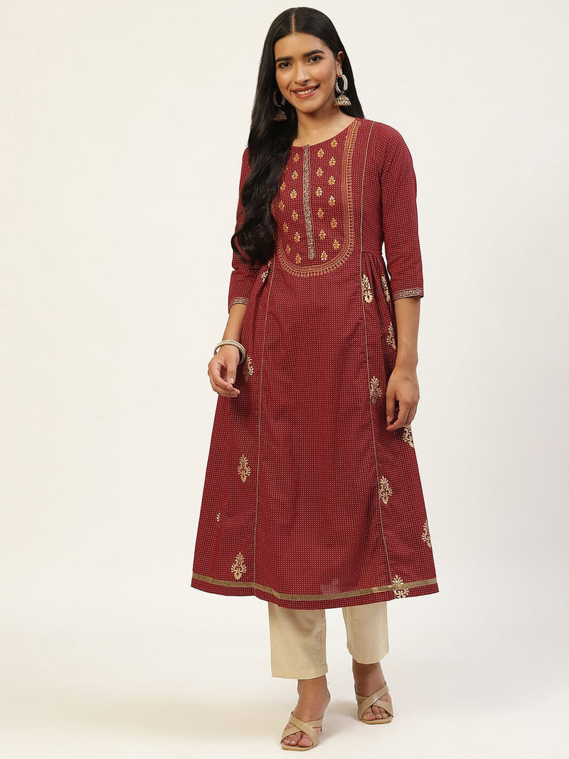 Ethnic Motifs Embroidered Empire Sequinned Kurta with Trousers Rangdeep 