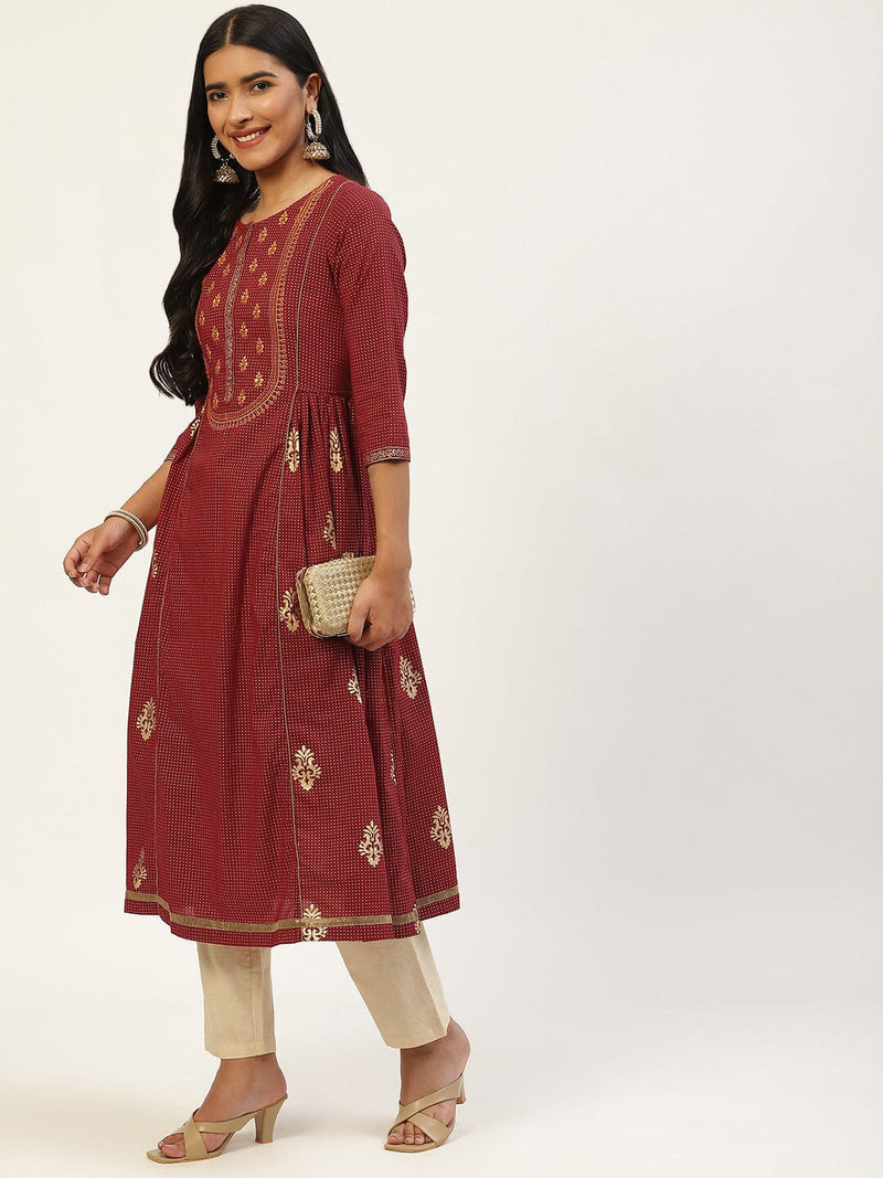 Ethnic Motifs Embroidered Empire Sequinned Kurta with Trousers Rangdeep 
