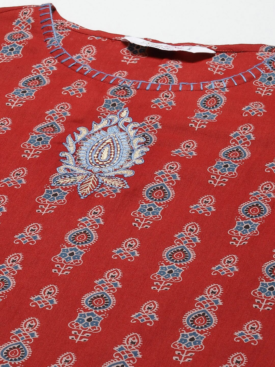 Ethnic Motifs Printed Flared Sleeves Tiered Kurta Rangdeep 