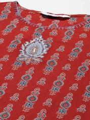 Ethnic Motifs Printed Flared Sleeves Tiered Kurta Rangdeep 