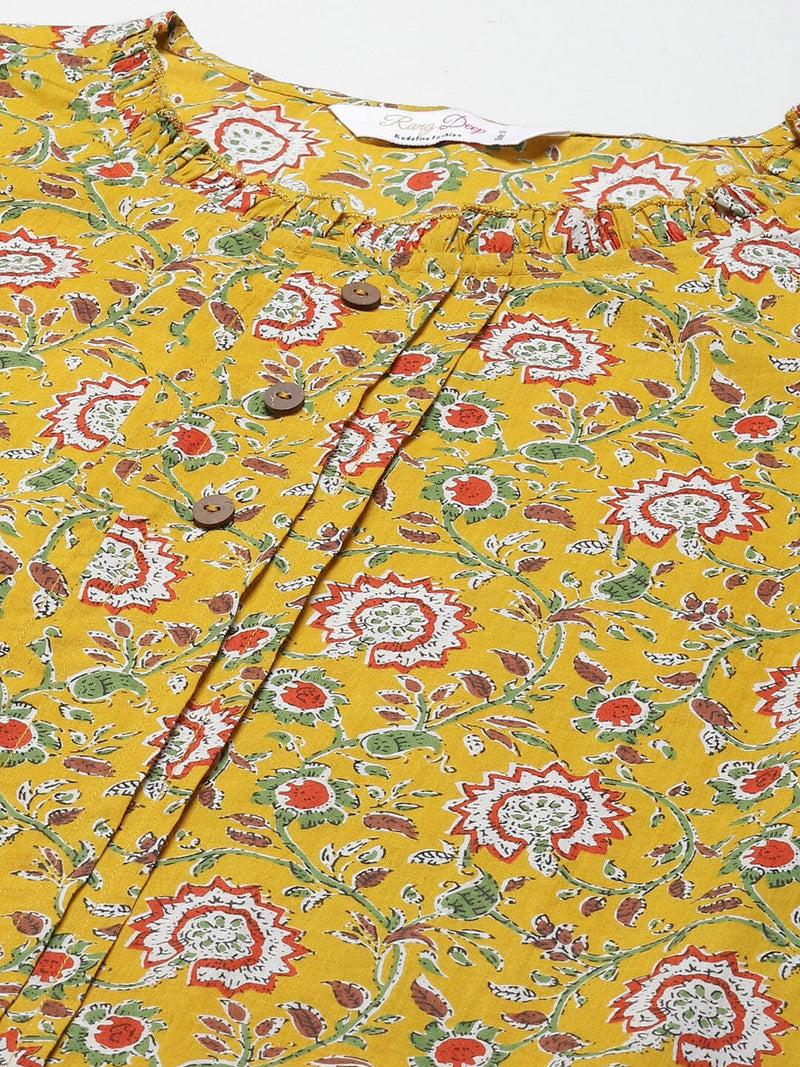 Floral Printed Bell Sleeves Kurta Rangdeep 