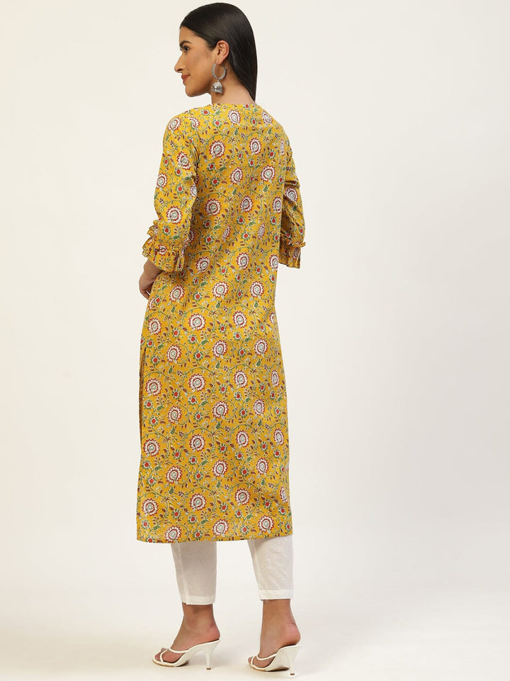 Floral Printed Bell Sleeves Kurta Rangdeep 