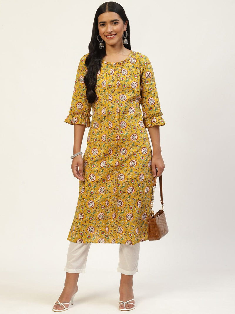Bell Sleeves Multicolor Embroidered Muslin Long Kurti | Fashionista PASSION  TREE-1004 | Cilory.com