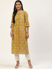 Floral Printed Bell Sleeves Kurta Rangdeep 