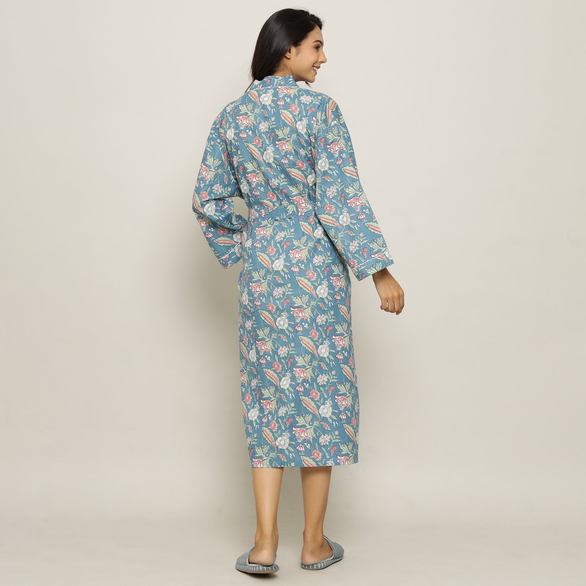 Malibu Floral Cotton printed Couple Bathrobe Couple Bathrobe SANSKRUTI HOMES 