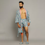 Malibu Floral Cotton printed Couple Bathrobe Couple Bathrobe SANSKRUTI HOMES 