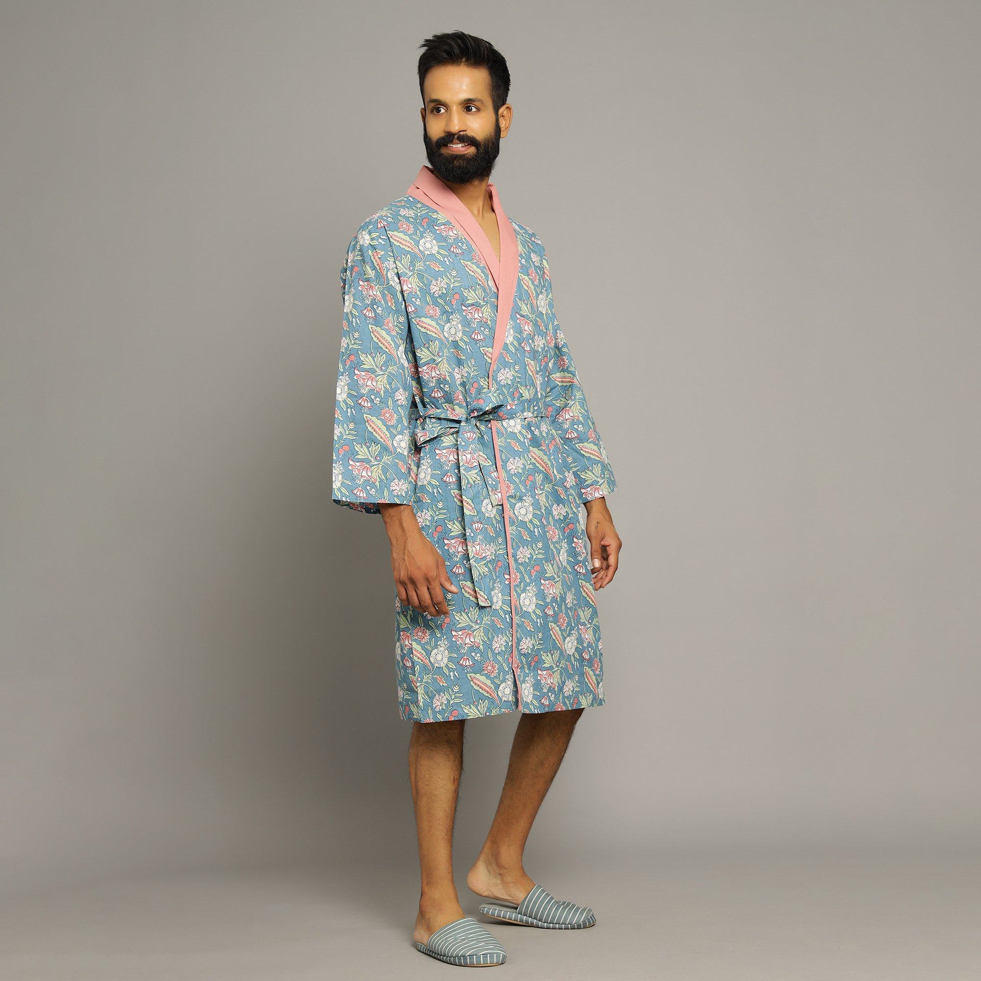 Malibu Floral Cotton printed Couple Bathrobe Couple Bathrobe SANSKRUTI HOMES 