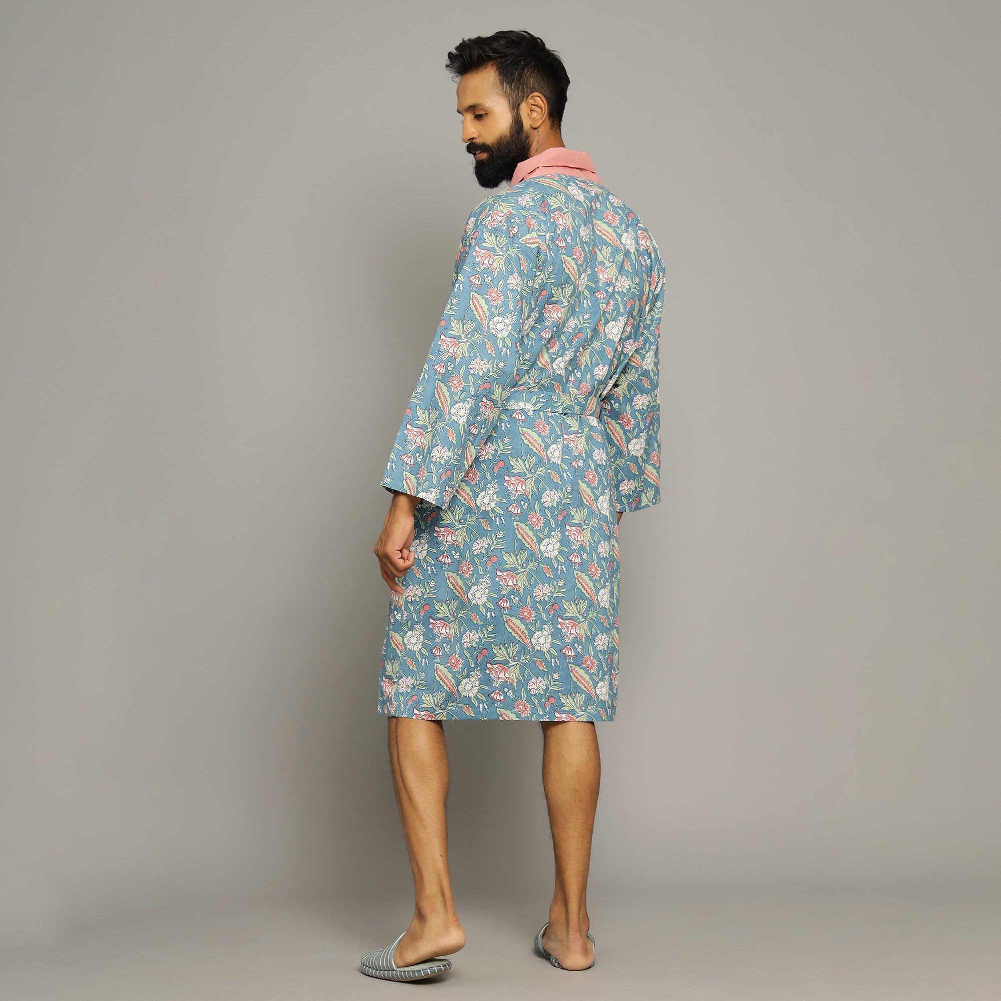 Malibu Floral Cotton printed Couple Bathrobe Couple Bathrobe SANSKRUTI HOMES 