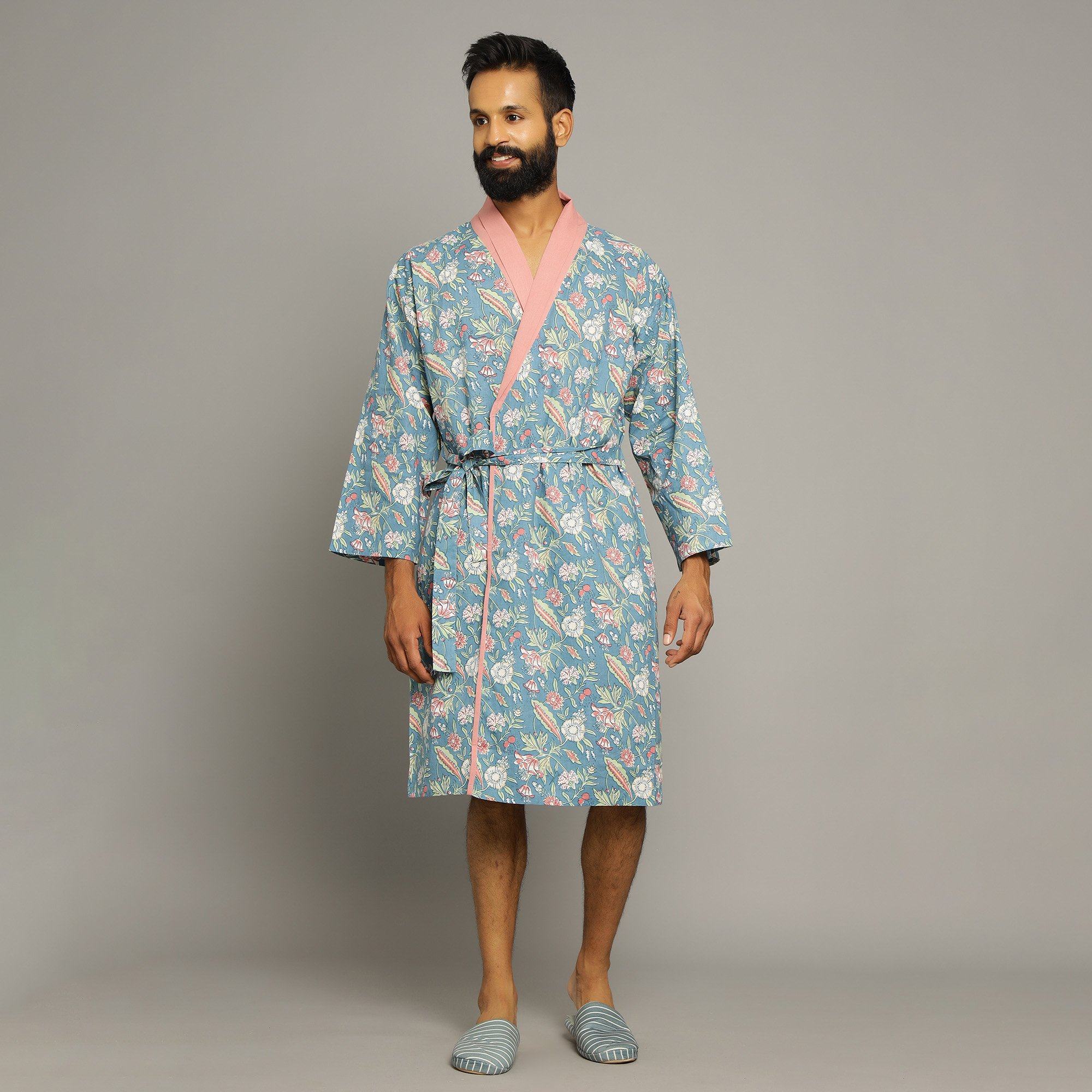 Malibu Floral Cotton printed Couple Bathrobe Couple Bathrobe SANSKRUTI HOMES 