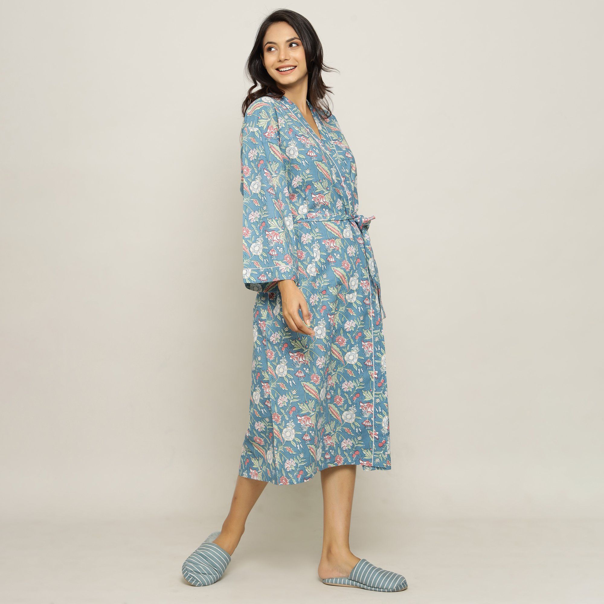 Malibu Floral Cotton printed Couple Bathrobe Couple Bathrobe SANSKRUTI HOMES 