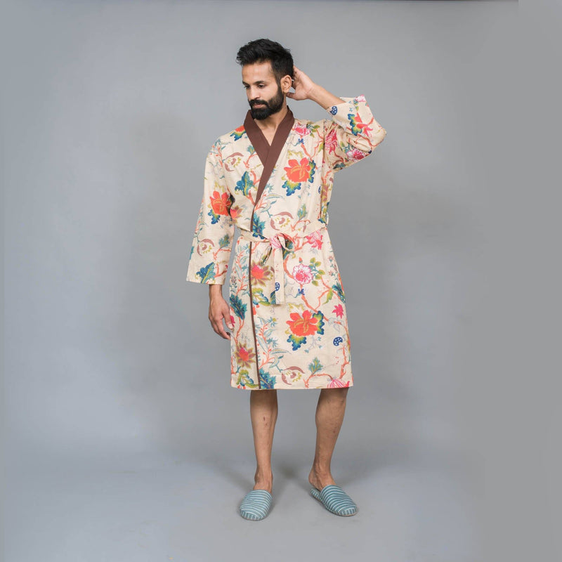 Cotton Multicolor Indian Velvet Kimono Bath Robe for Winter, Size: Free,  Printed at Rs 1850/piece in Jaipur