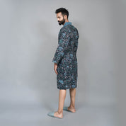 Navy Couple Pure Cotton Bathrobe Couple Bathrobe SANSKRUTI HOMES 