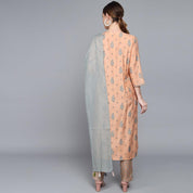 PEACH MUSLIN WOMEN'S KURTA PAJAMA DUPATTA SET muslin kurta Rangdeep-Fashions 