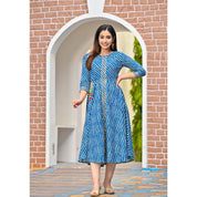 Rang Deep Indigo Lehriya Long Kurti Kurti Rangdeep-Fashions 