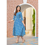 Rang Deep Indigo Lehriya Long Kurti Kurti Rangdeep-Fashions 