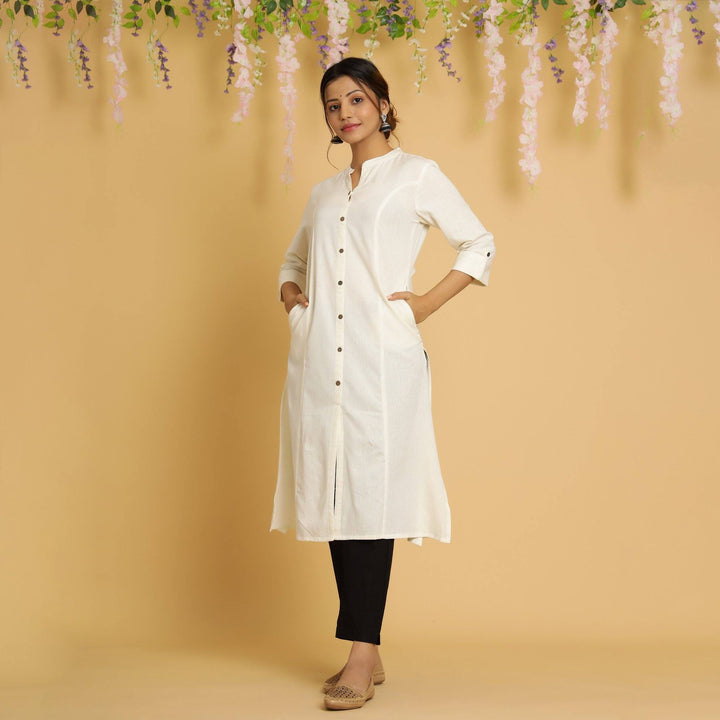 Rang Deep Ivory Cotton FLex Kurta Cotton Flex Kurti Rangdeep-Fashions 