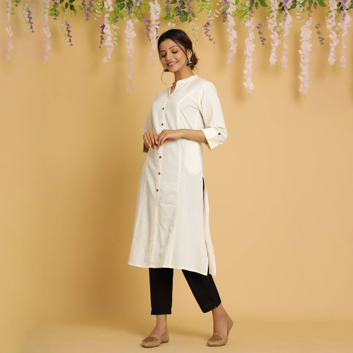 Rang Deep Ivory Cotton FLex Kurta Cotton Flex Kurti Rangdeep-Fashions 