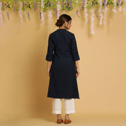 Rang Deep Navy Blue Cotton Flex Kurta Cotton Flex Kurti Rangdeep-Fashions 