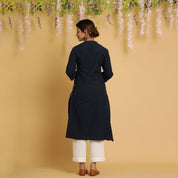 Rang Deep Navy Blue Cotton Flex Kurta Cotton Flex Kurti Rangdeep-Fashions 