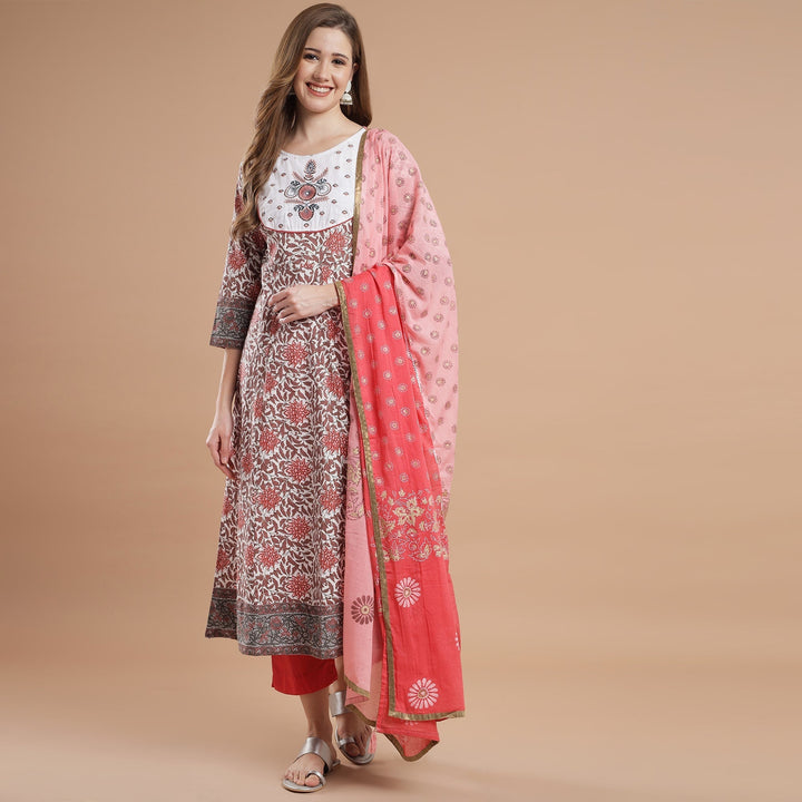 Rang Deep Printed Anarkali Set of Kurti With Palazzo & Dupatta Kurti Dupatta set Pant Rangdeep-Fashions Small 