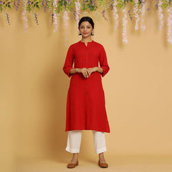 Rang Deep Red Cotton Flex Kurta Cotton Flex Kurti Rangdeep-Fashions 