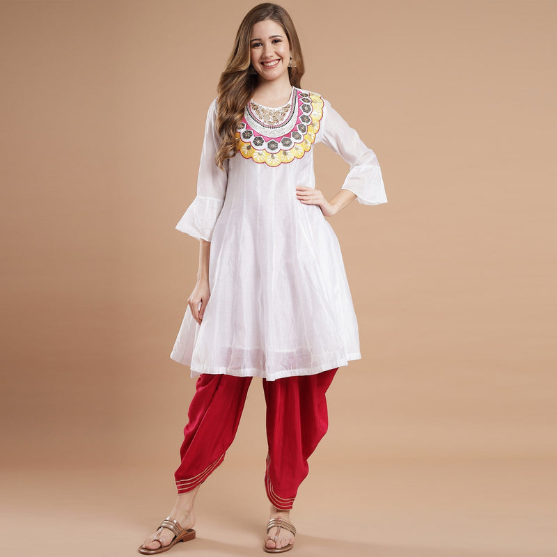 Red Cotton Kurta With Dhoti Pants – Siyani Clothing India