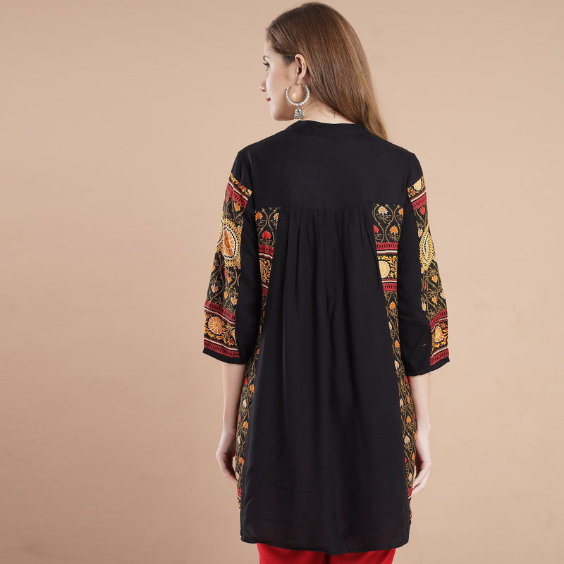 Rang Deep Women Black Embroidered Rayon top Top Rangdeep-Fashions 