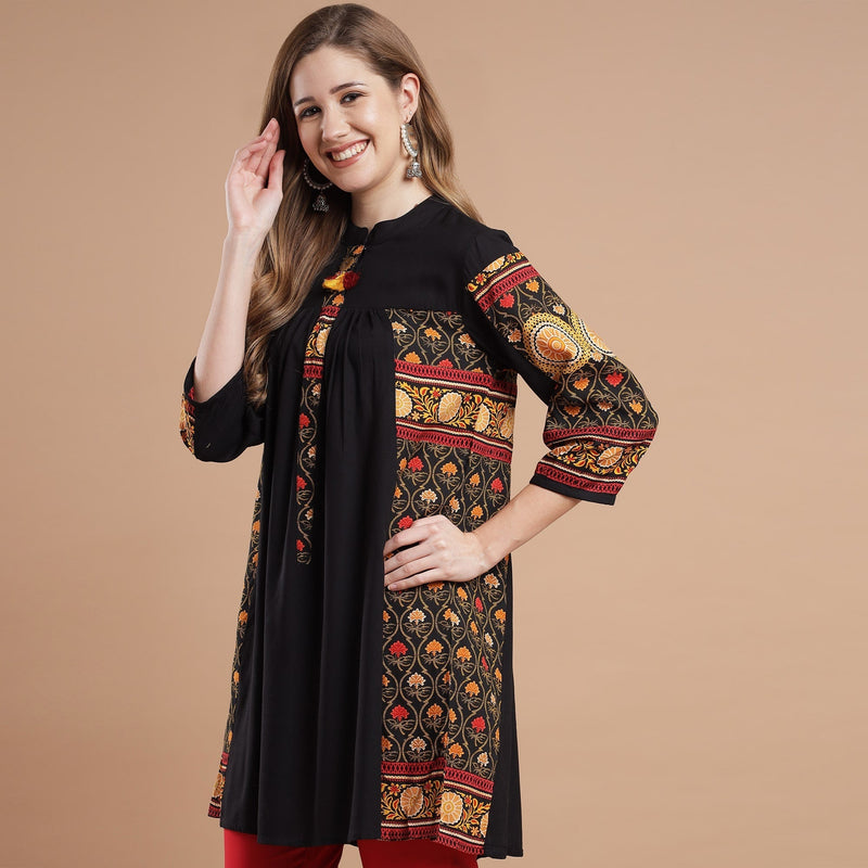 Rang Deep Women Black Embroidered Rayon top Top Rangdeep-Fashions Medium 