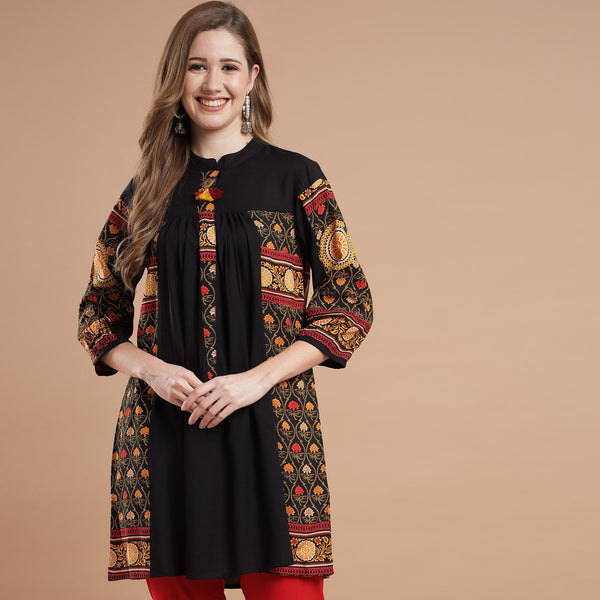 Rang Deep Women Black Embroidered Rayon top Top Rangdeep-Fashions Small 