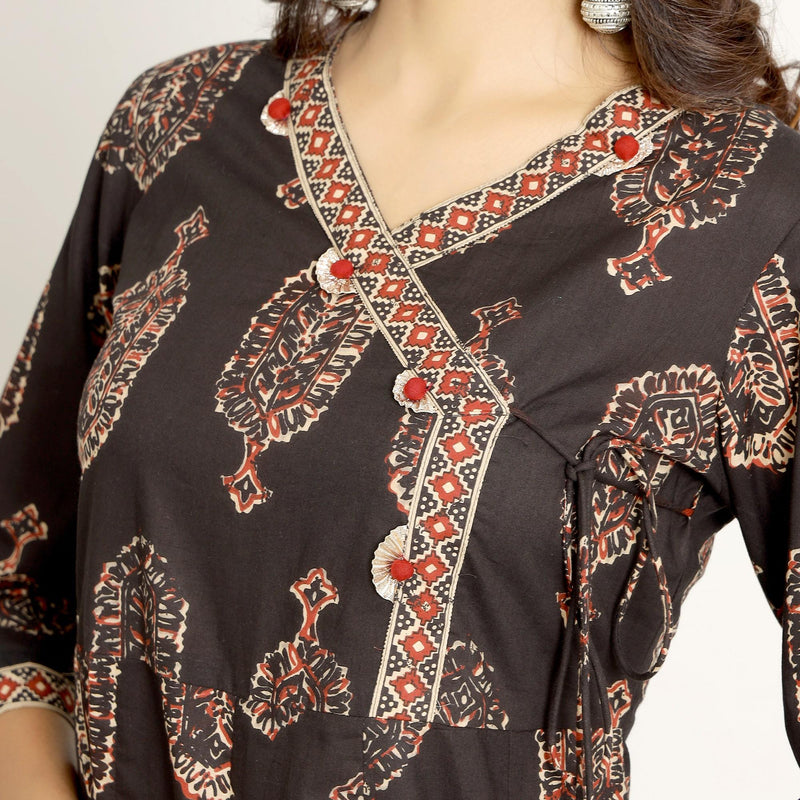 Rang Deep Women Black & Red Cotton Kurti Kurti Rangdeep-Fashions 