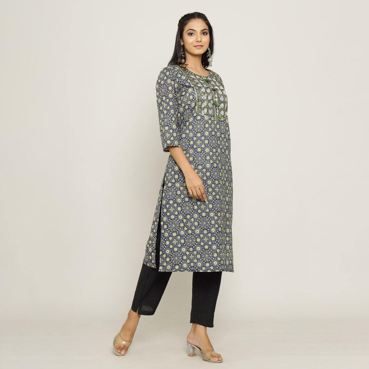 Rang Deep Women Blue Cotton Kurti Kurti Rangdeep-Fashions 