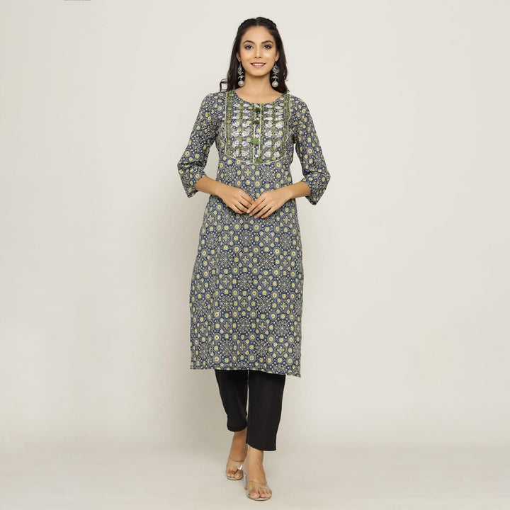 Rang Deep Women Blue Cotton Kurti Kurti Rangdeep-Fashions 