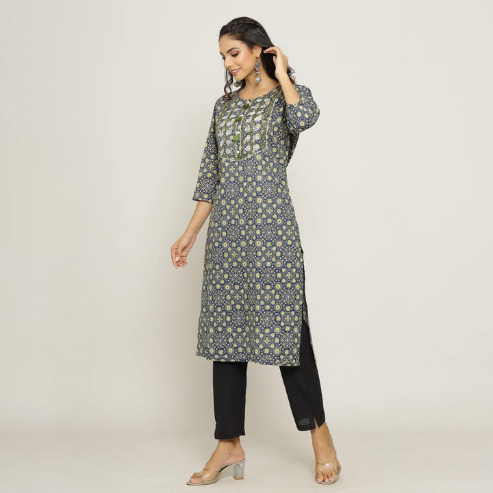 Rang Deep Women Blue Cotton Kurti Kurti Rangdeep-Fashions 