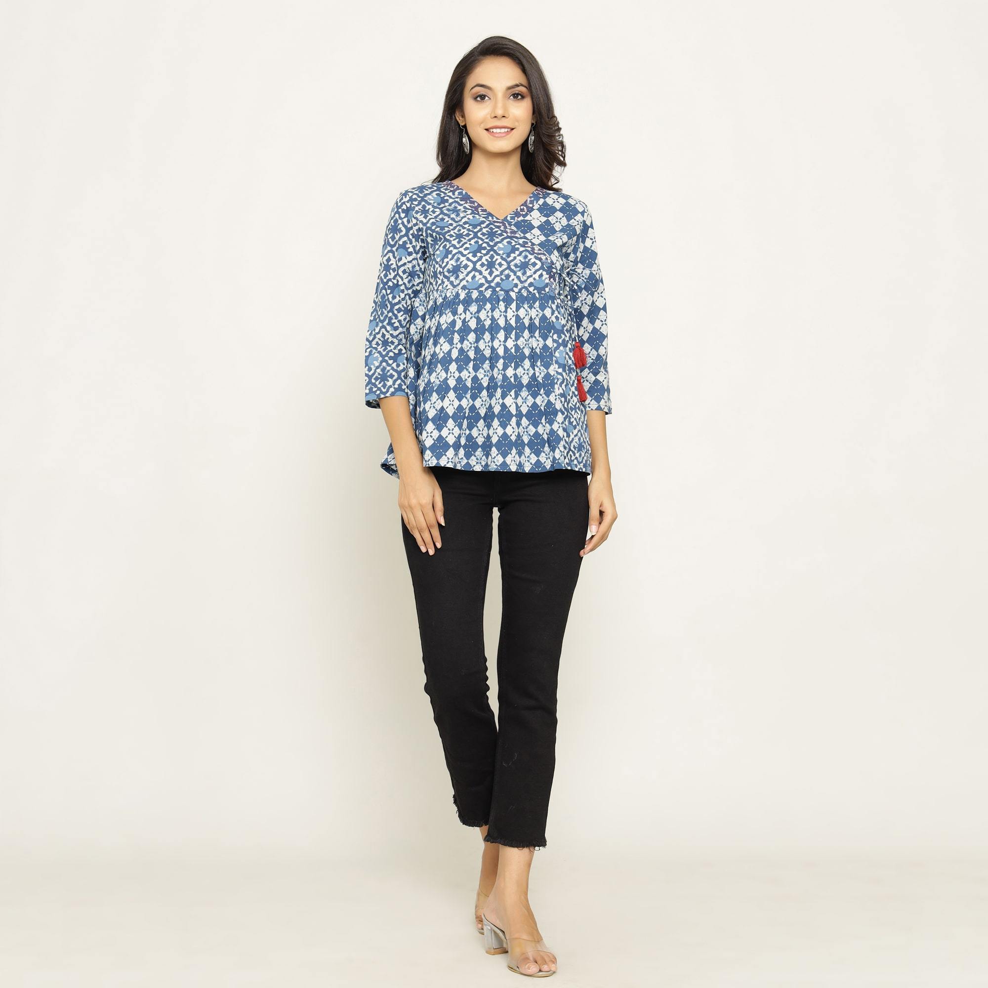 Rang Deep Women Blue Cotton top Top Rangdeep-Fashions 