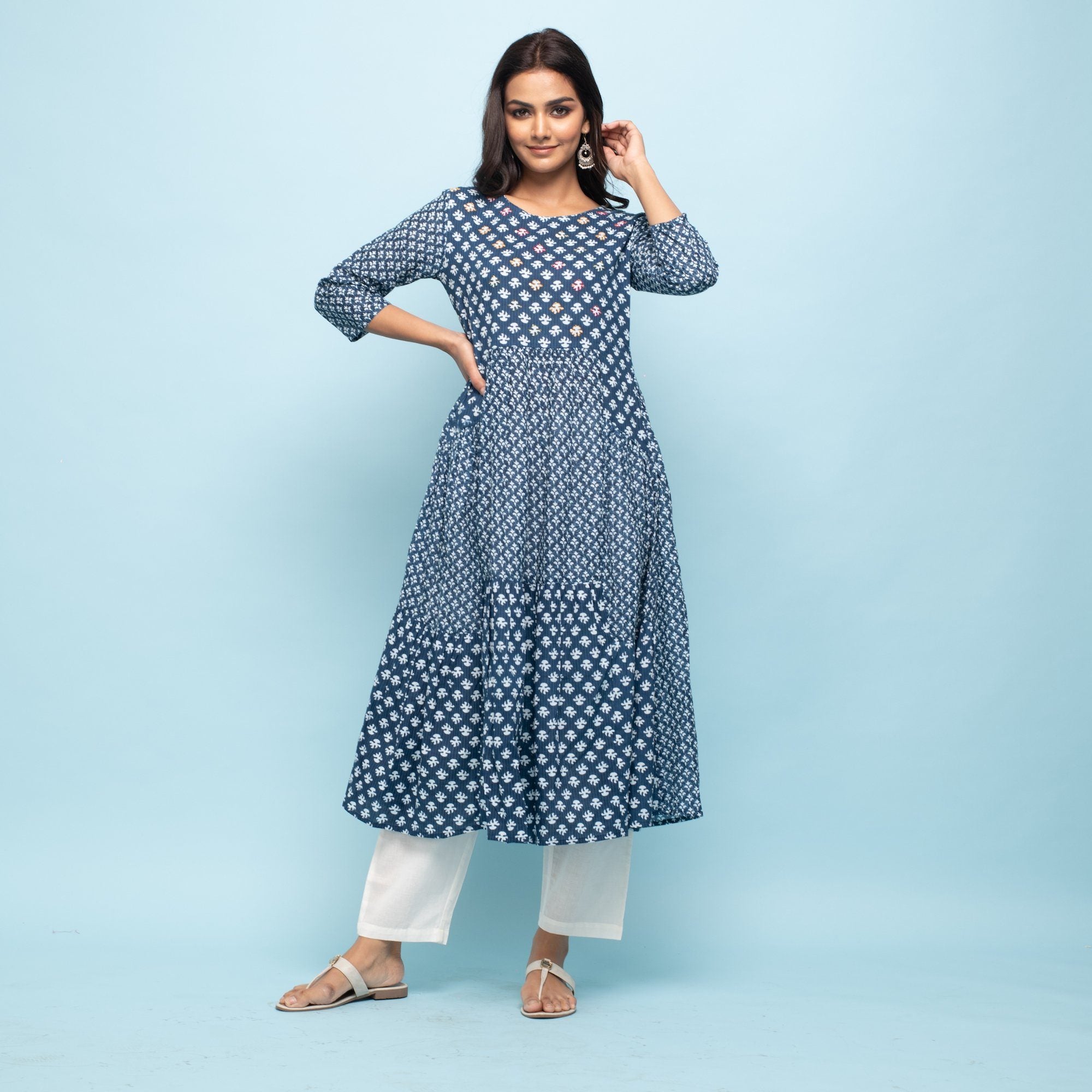 Rang Deep Women Indigo Cotton Kurta Kurti Rangdeep-Fashions 