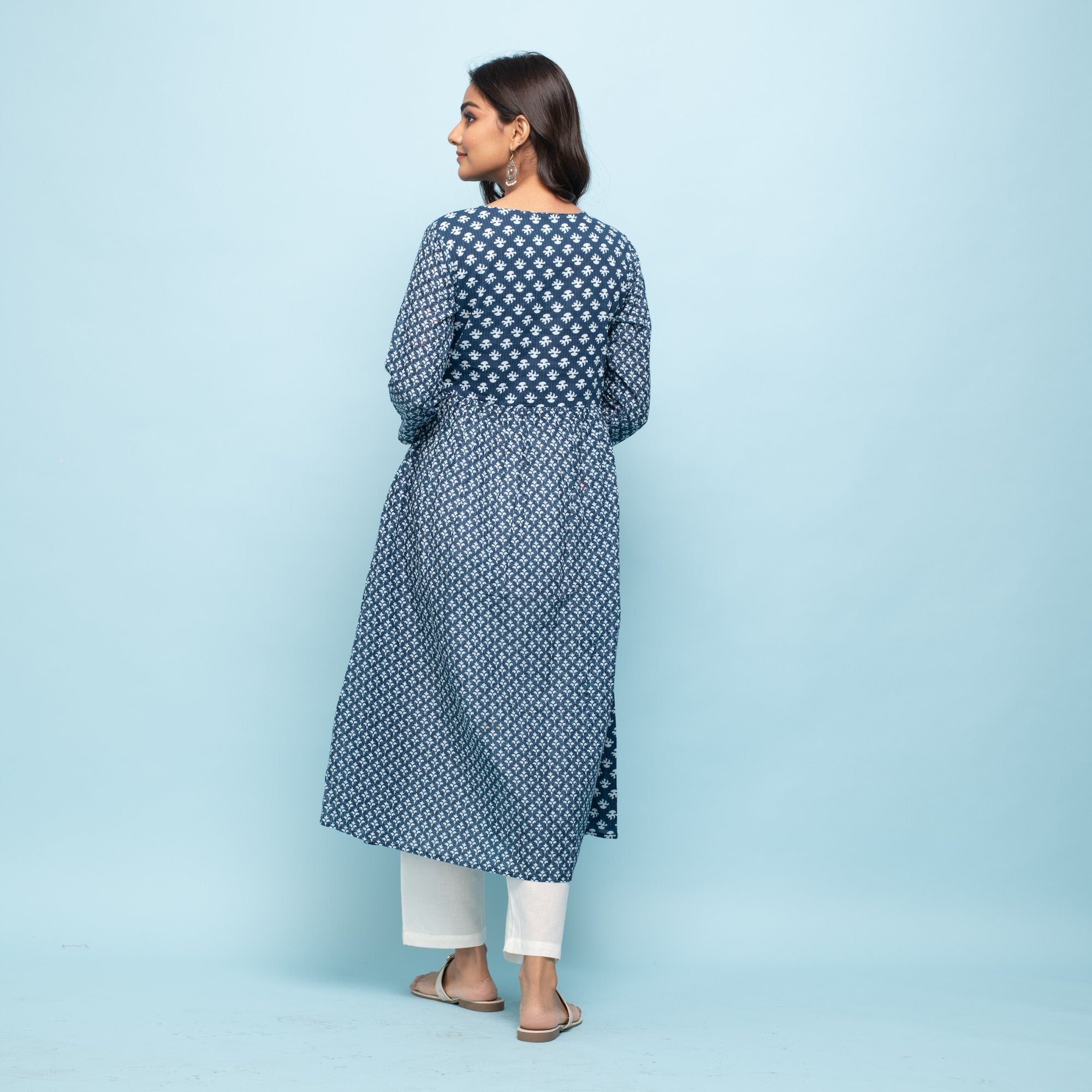 Rang Deep Women Indigo Cotton Kurta Kurti Rangdeep-Fashions 