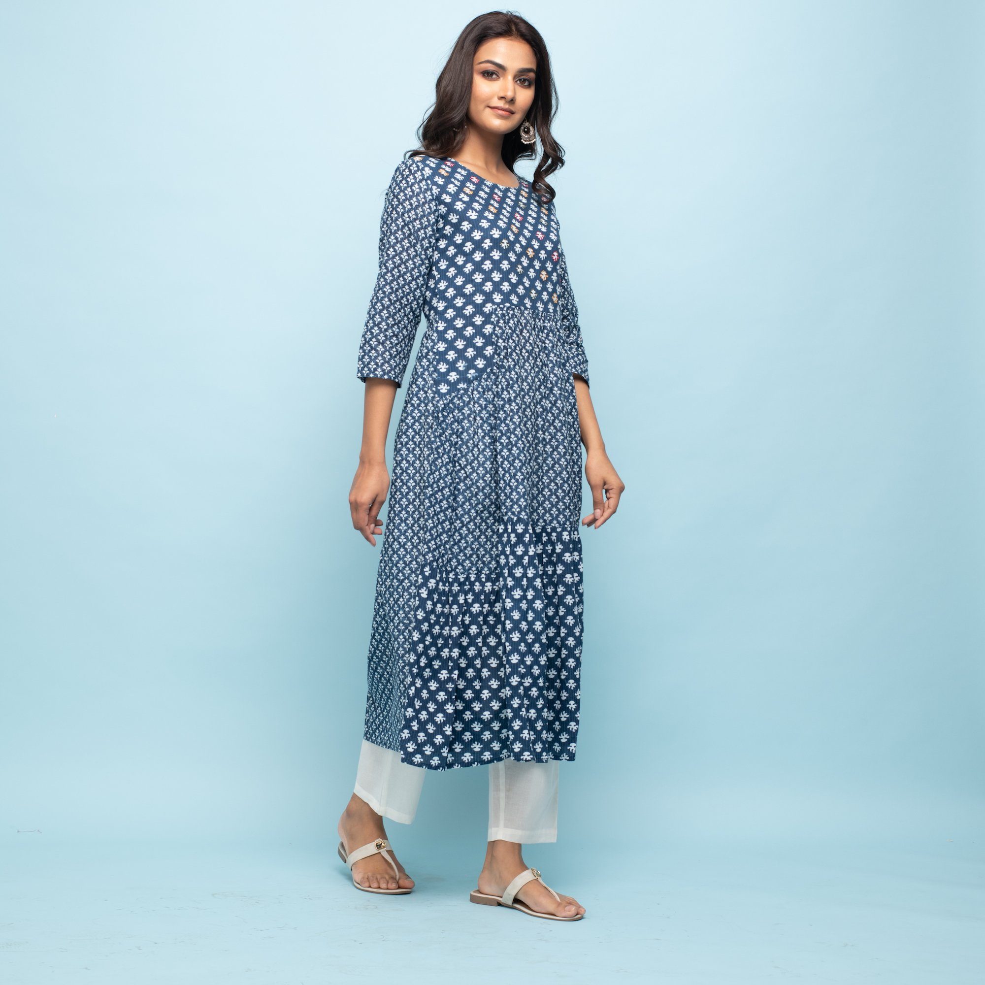 Rang Deep Women Indigo Cotton Kurta Kurti Rangdeep-Fashions 