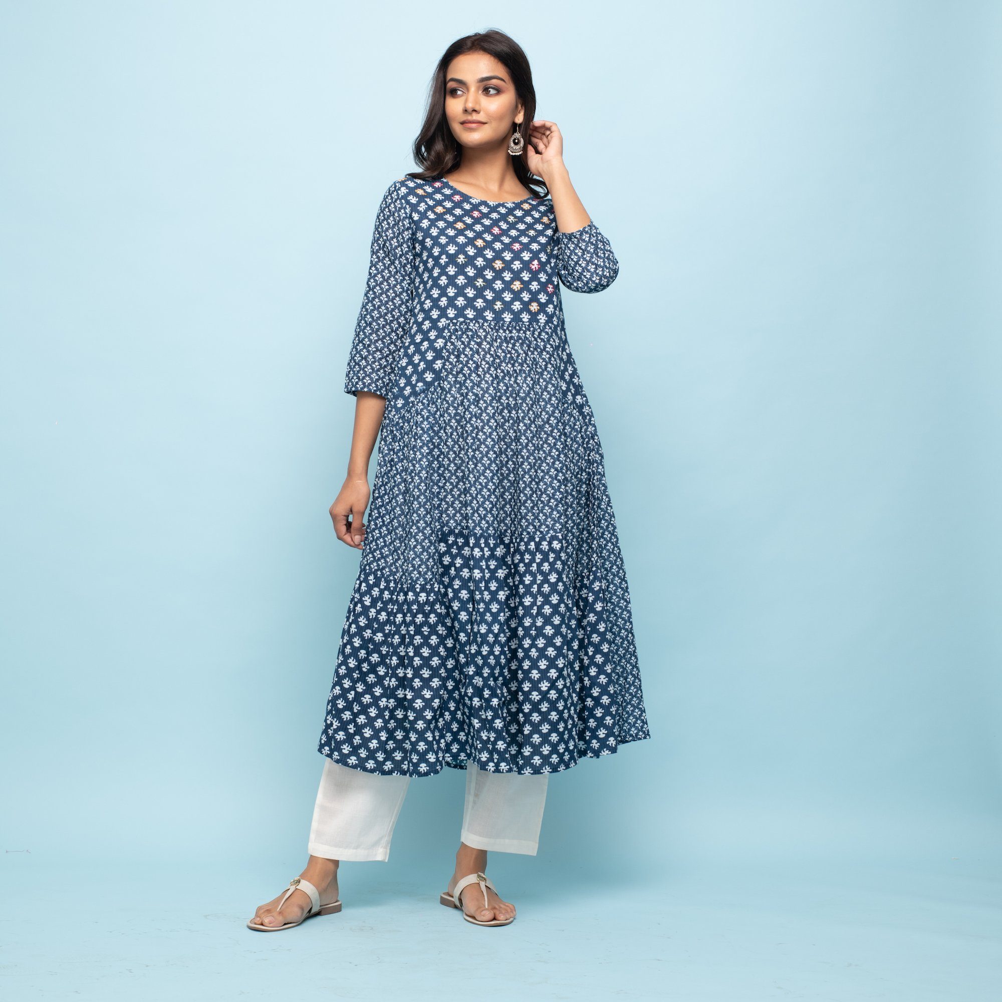 Rang Deep Women Indigo Cotton Kurta Kurti Rangdeep-Fashions 