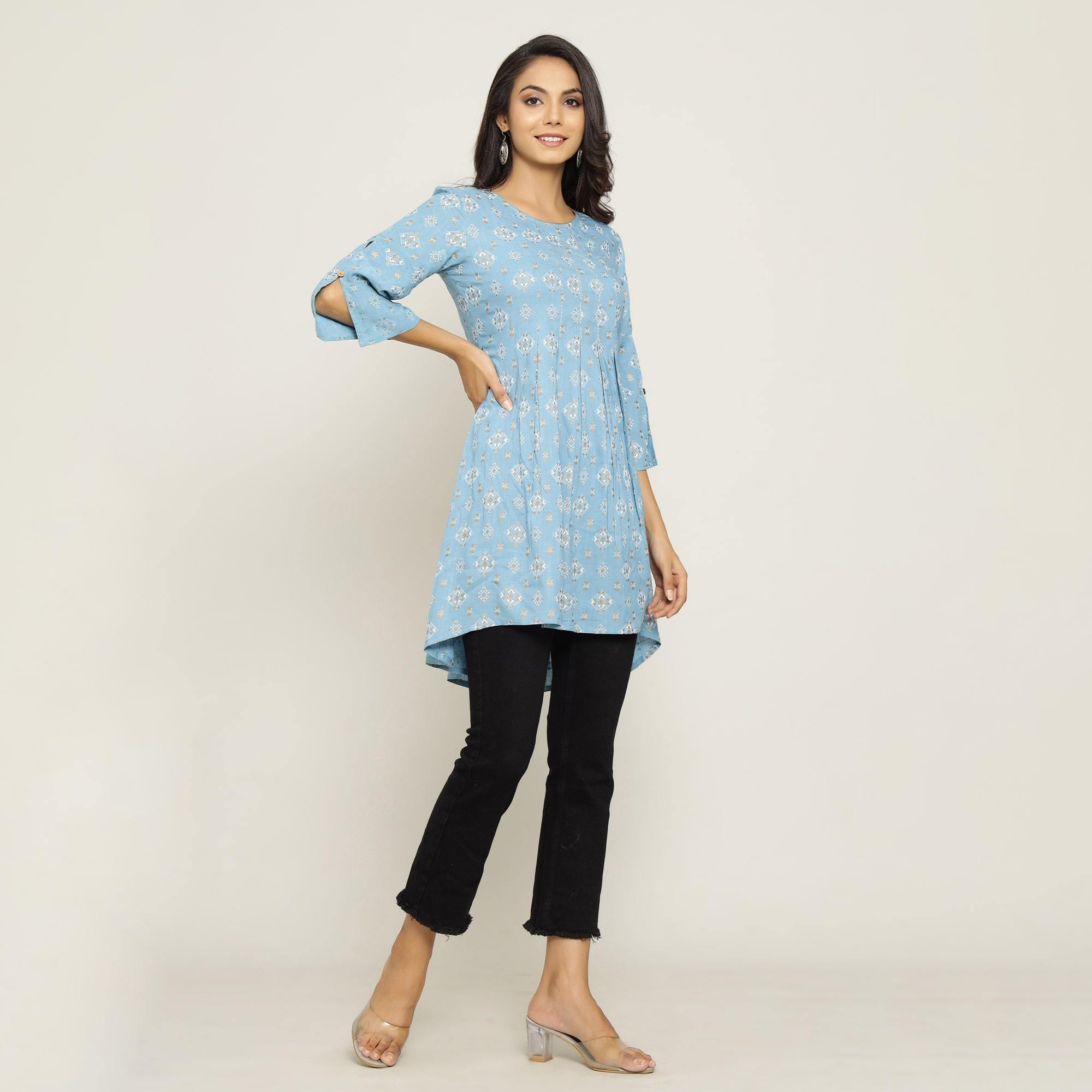 Rang Deep Women Light Blue Cotton top Top Rangdeep-Fashions 