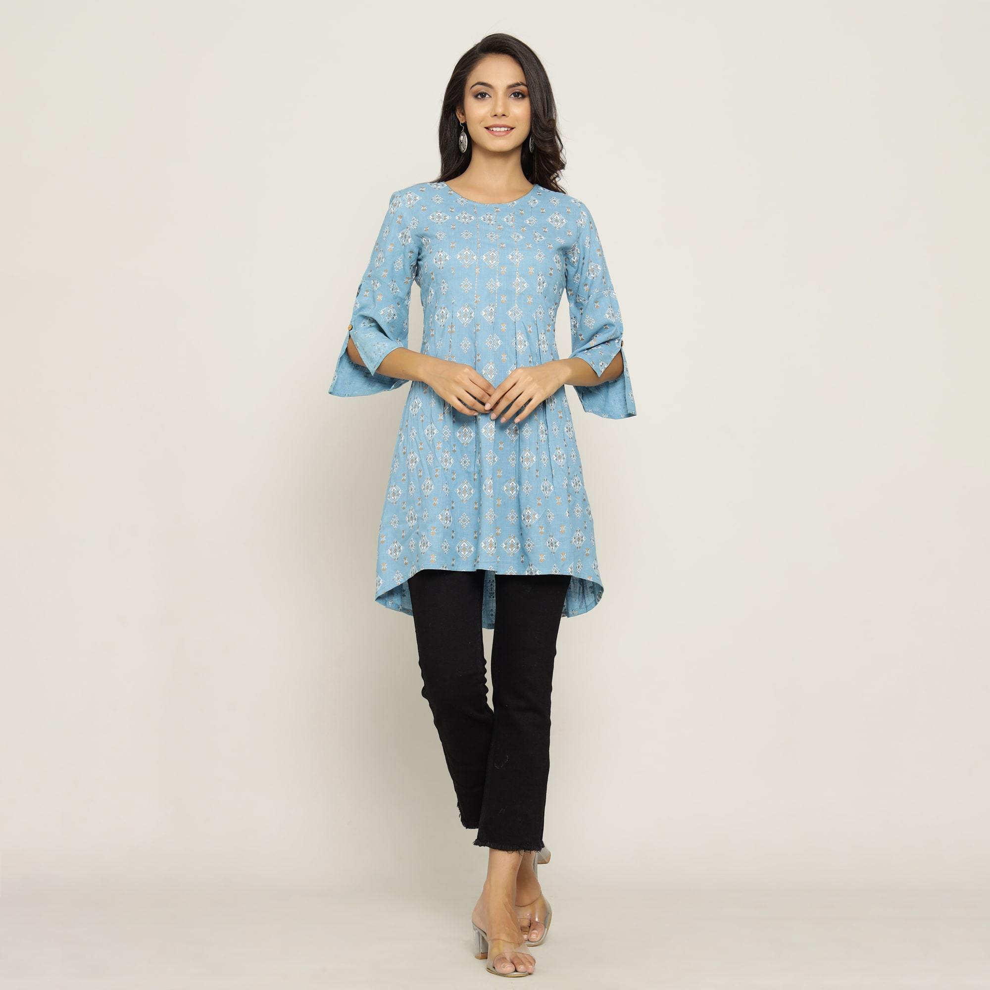 Rang Deep Women Light Blue Cotton top Top Rangdeep-Fashions 