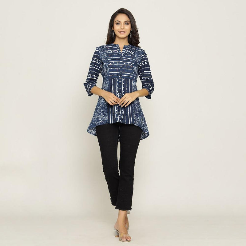 Rang Deep Women Navy Blue Cotton top Top Rangdeep-Fashions 