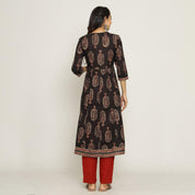 Rang Deep Women Set of Black & Red Cotton Kurti With Palazzo Kurti Rangdeep-Fashions 