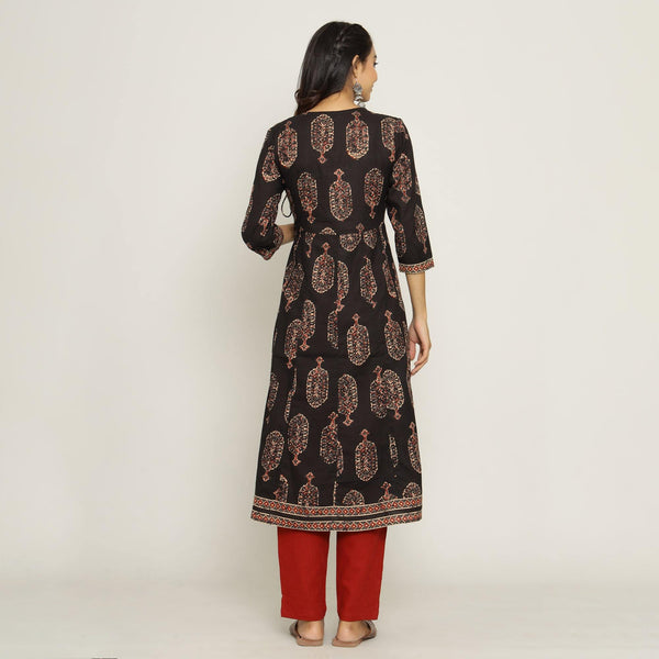 Rang Deep Women Set of Black & Red Cotton Kurti With Palazzo Kurti Rangdeep-Fashions 
