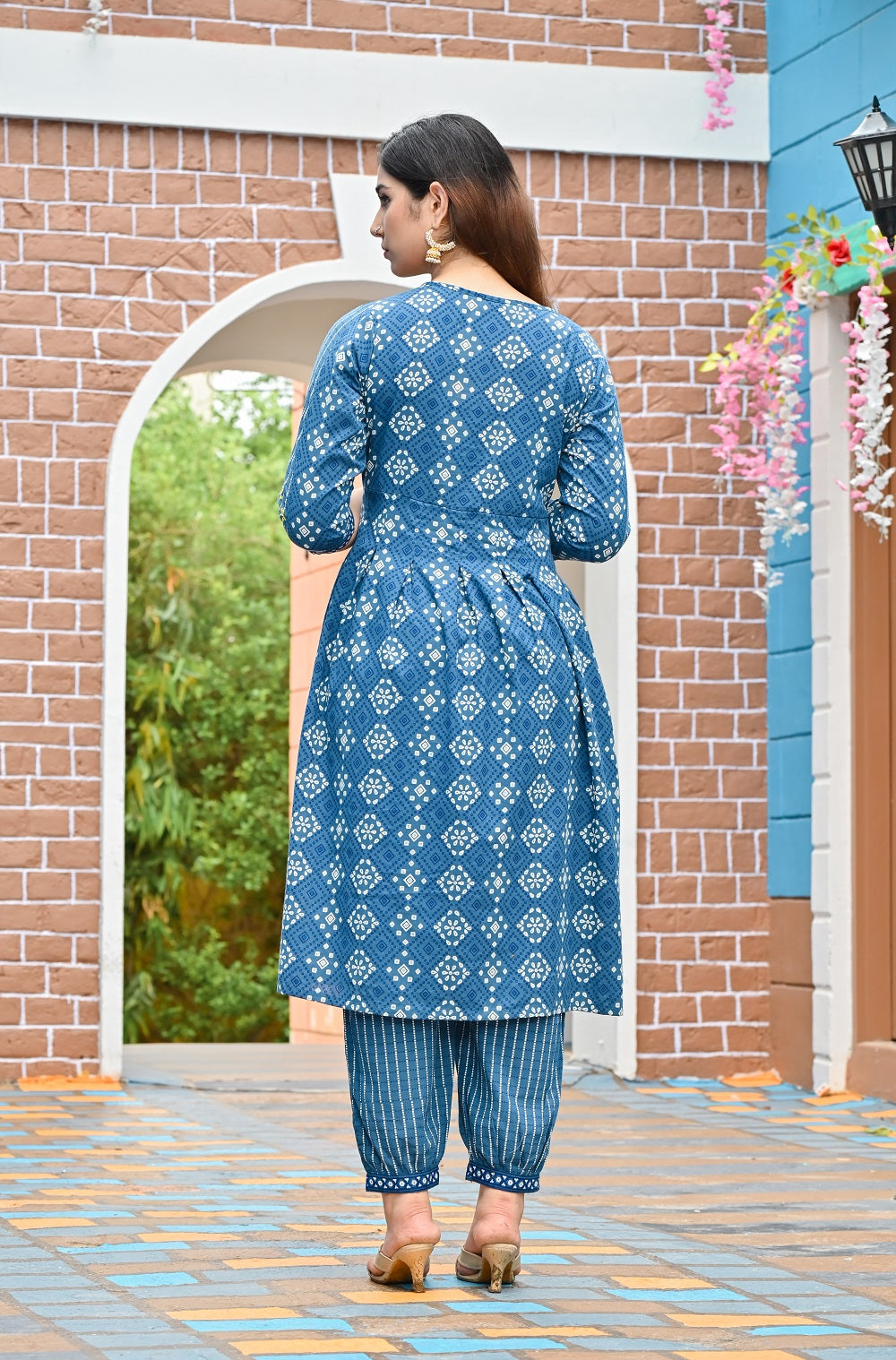 Rang Deep Women Set of Indigo Cotton Kurta with Palazzo Kurti Rangdeep-Fashions 