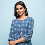 Rang Deep Women Set of Indigo Cotton Kurta with Palazzo Kurti Rangdeep-Fashions 